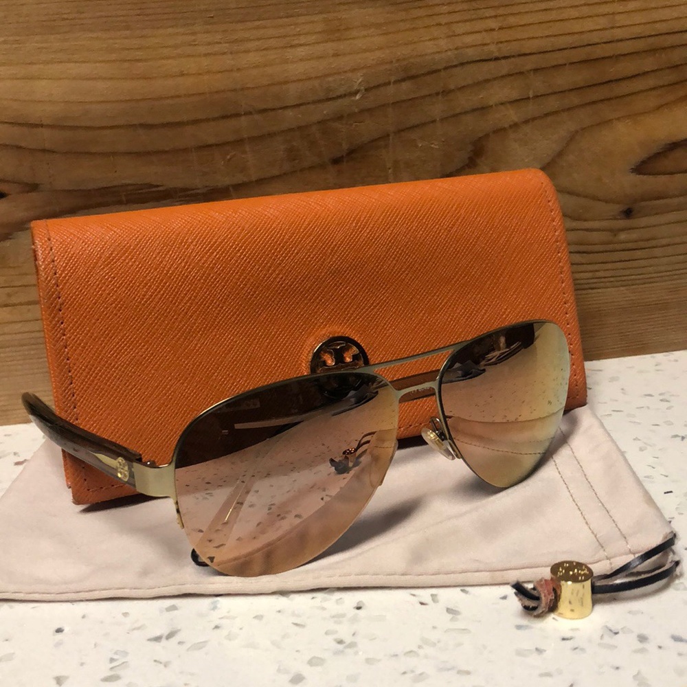 Tory Burch Gold Plastic Cateye Sunglasses